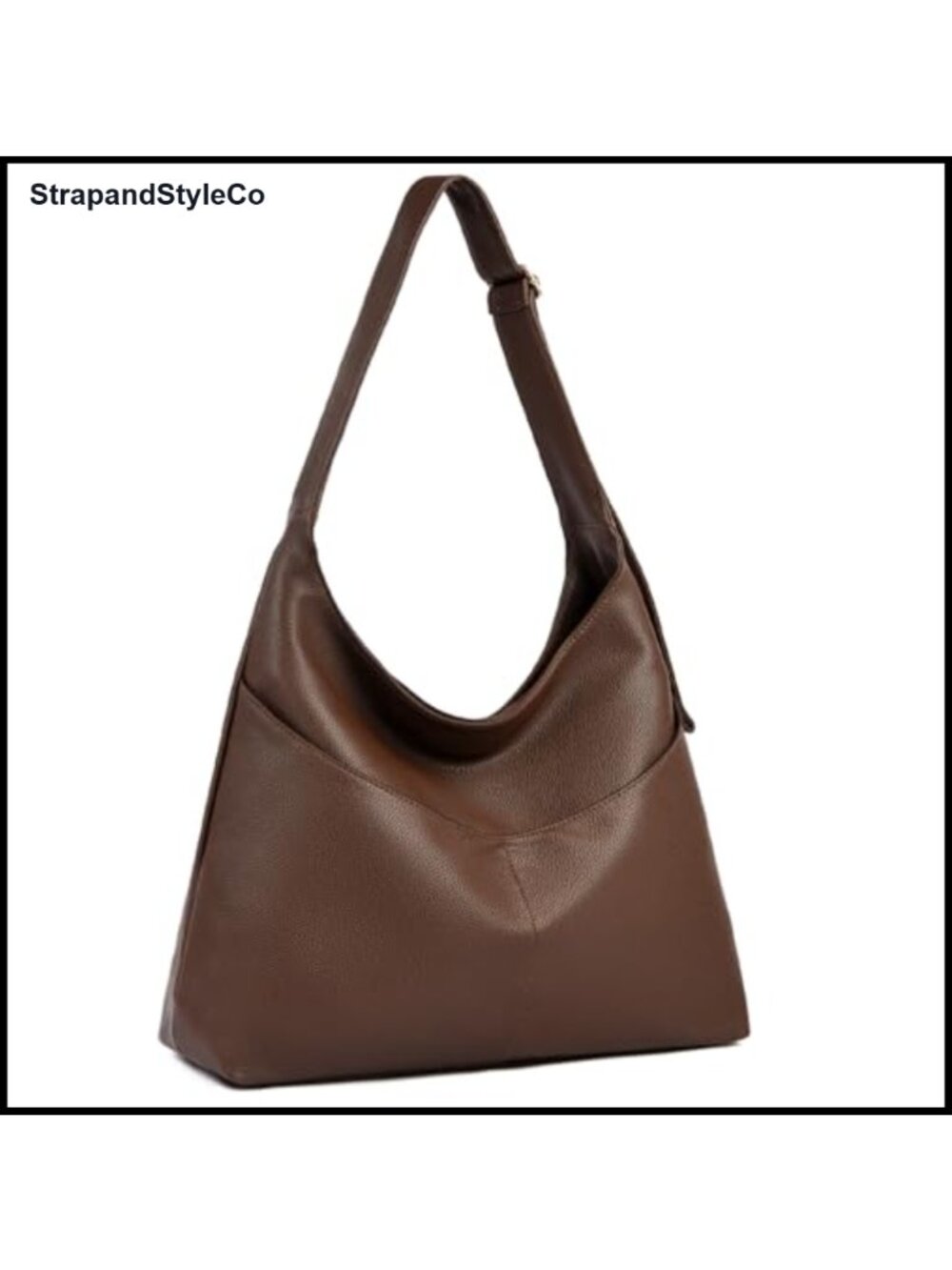 Slouchy Vegan Pebbled PU Leather Hobo Shoulder Bag Zipper Crossbody
